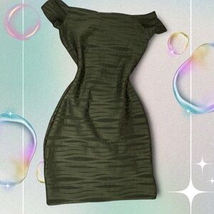 NWOT vtg y2k brat star mcbling off shoulder textured bodycon dress, fits sz md